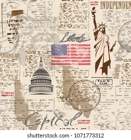 Statue of Liberty and the Capitol Building.