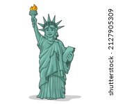 Statue of Liberty cartoon. Building and Landmarks of the world. Traveling Icon Concept. Vector Illustration