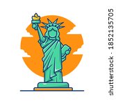 Statue of Liberty cartoon vector illustration. Building and Landmarks of the world. Traveling Icon Concept. Flat cartoon style suitable for traveling, website, guide.