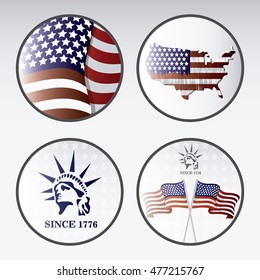 statue of liberty circles usa flag landmark patriotic united states of america icon. Colorful design. Vector illustration