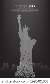 Statue of Liberty and city background from pixel .Background concept for New York city.