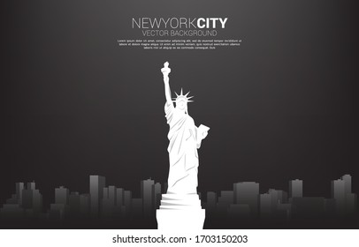 Statue of Liberty and city background.Background concept for New York city.