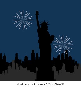 statue of liberty city fireworks celebration