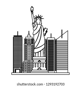 statue of liberty city skyscraper