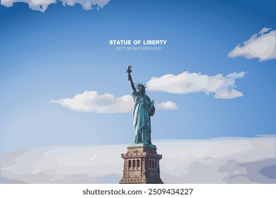 Statue of liberty, The Liberty Statue with clear blue sky sunny day, New York, The Statue of Liberty is the most recognized symbol of the city.