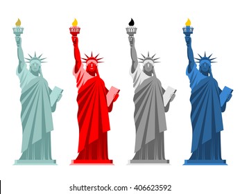 Statue of Liberty. Colorful attraction in America. Color options for USA national symbol. Monument of architecture in New York