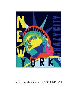 
Statue of liberty Colorful vector print.