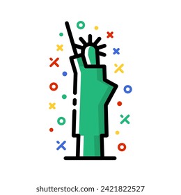 Statue of Liberty colourful vector illustration. New York travel landmark icon.