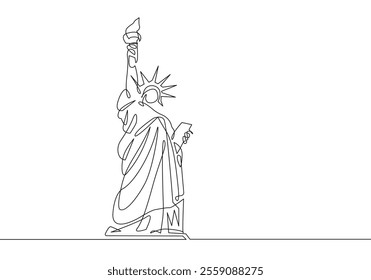 Statue of Liberty Continuous Line Drawing. Statue of Liberty Modern Trendy Black Linear Sketch Isolated on White Background. Vector illustration. Not AI