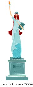 The Statue of Liberty. Day night.