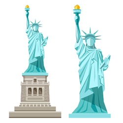Statue Of Liberty Design Isolated On White Background, Vector Illustrations