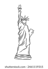Statue of Liberty doodle icon vector isolated on white background