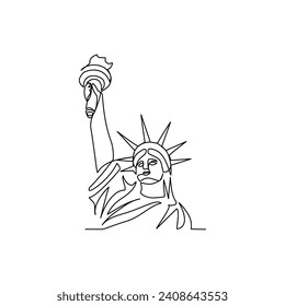 Statue of liberty drawn in line art style