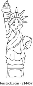 Estatua de la libertad. Elemento para colorear página. Estilo de caricatura.