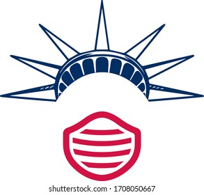 Statue of Liberty Face with Face Mask Vector | Abstract Liberty Statue Face