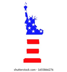 Statue of Liberty with flag United States of America on isolated background. Vector illustration