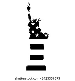 Estatua de la Libertad con la bandera de los Estados Unidos de América en un entorno aislado. Ilustración del vector