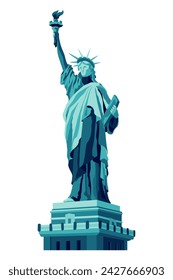 Die Freiheitsstatue flache Karikatur auf weißem Hintergrund. Vektorgrafik