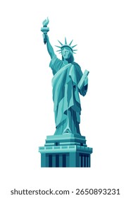 The Statue of Liberty flat cartoon isolated on white background. Vector illustration