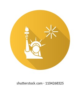The Statue of Liberty flat design long shadow glyph icon. Independence Day. July 4th. Vector silhouette illustration