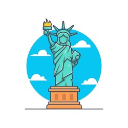 Statue Of Liberty Flat Illustration Cartoon Icon