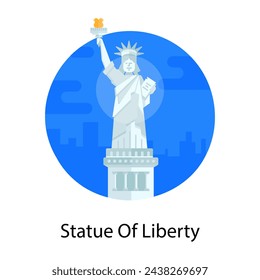 Eine Freiheitsstatue mit flachem abgerundetem Symbol, Premium-Download