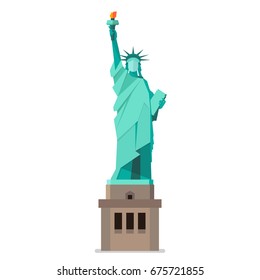 Statue of liberty in flat style. Isolated on white background Vector illustration