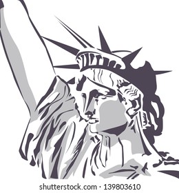 Statue of liberty fragment. Vector illustration