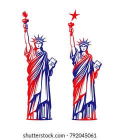 Statue of liberty, freedom. USA symbol or icon. Vector illustration