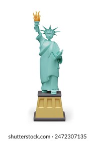 Statue of Liberty, front view. Famous stone woman with torch