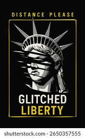 Statue of Liberty Glitch Effect – Urban Streetwear T-Shirt Vector Design