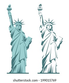 Statue of Liberty graphic illustration in two variations isolated on white