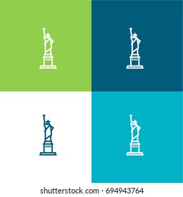 Statue of liberty green and blue material color minimal icon or logo design