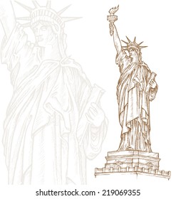 statue of liberty  hand draw on white background