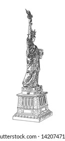 Statue Liberty hand drawing