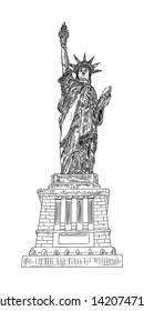 Statue Liberty hand drawing