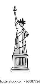 Statue of liberty hand drawn icon isolated on white background vector illustration. American ethnic culture element, traditional symbol.