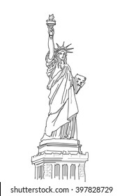 Statue Liberty Hand Drawn Sketch  Vector Illustration