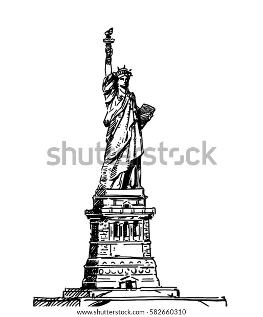 Statue De La Liberte Dessin Dessine Image Vectorielle De Stock Libre De Droits