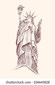 Statue of Liberty hand drawn vector llustration realistic sketch