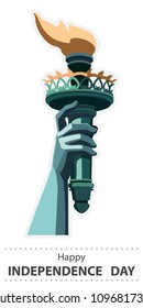 Statue of Liberty. Hand torch.USA.New York sculpture.National Symbol of America.Illustration,white background.Use presentation of corporate reporting marketing,flyer,logo,flat banner, postcard,vector
