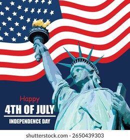 Statue of Liberty: Happy 4th of July, Independence Day Vector