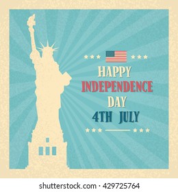 Statue of Liberty Happy Independence Day United States American Holiday Banner Vector Illustration