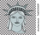 Statue of Liberty head. Hand drawn vector illustration