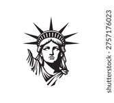 Statue of Liberty Head Illustration - Stylized Patriotic Lady Liberty Vector Portrait