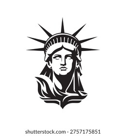 Statue of Liberty Head Vector - High Contrast Lady Liberty Portrait for Patriotic Design