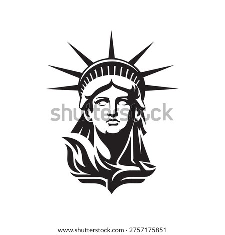 Statue of Liberty Head Vector - High Contrast Lady Liberty Portrait for Patriotic Design