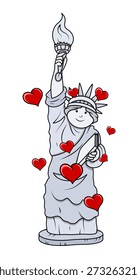 Statue of Liberty with Hearts