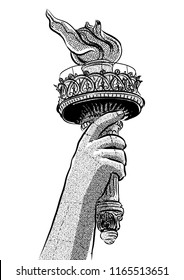 Statue Liberty holding torch vector