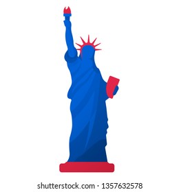 Statue of Liberty Icon. American culture. Happy 4th July and Independence Day. Cartoon Vector illustration.